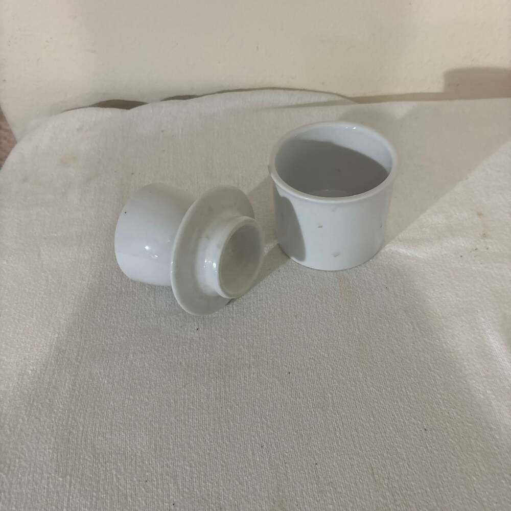 White Porcelain French Butter Bell Crock Keeper